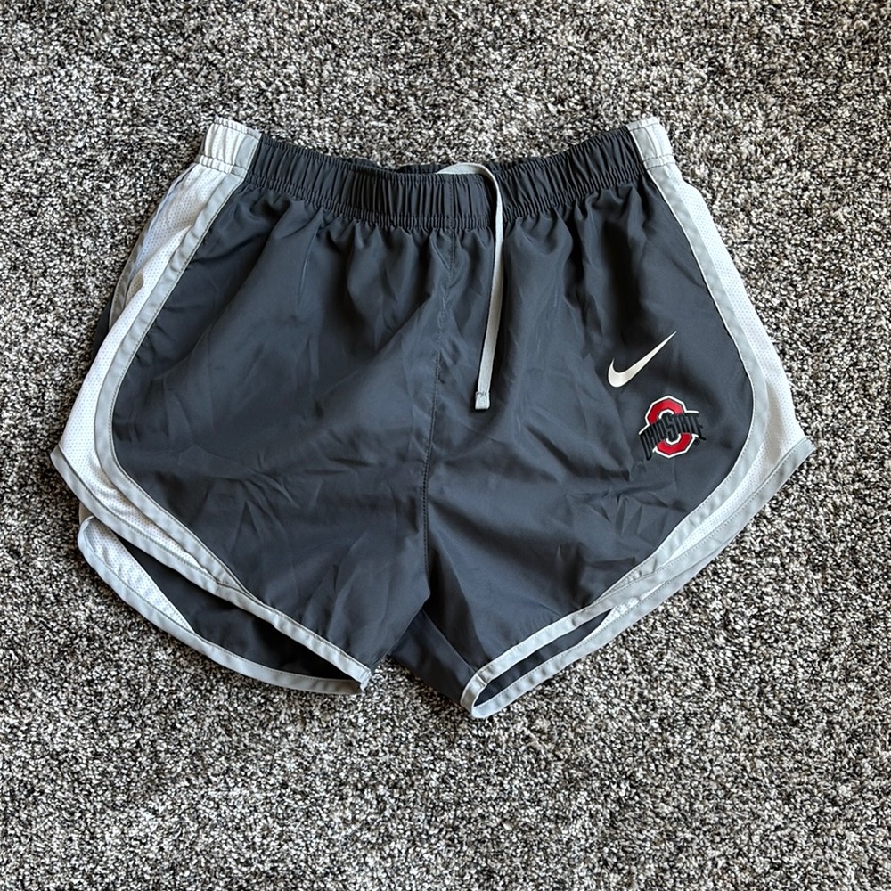 Nike Gray Athletic Running Shorts with Curved Hem